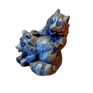 1984 Hudson Fine Pewter Pair of Raccoons #3274 part of Noah's Ark Series Good!!